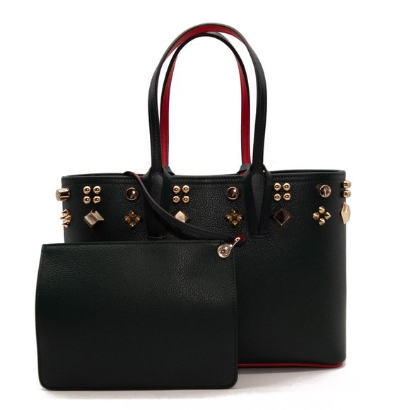Christian Louboutin Handbags - Christian Louboutin Small Cabata Studded Leather Green Tote VOSGES/ GOLD